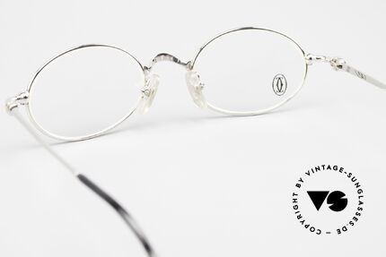 Cartier Filao Kleine Ovale Platin Brille 90er, die Fassung ist beliebig verglasbar (auch Gleitsicht), Passend für Herren und Damen