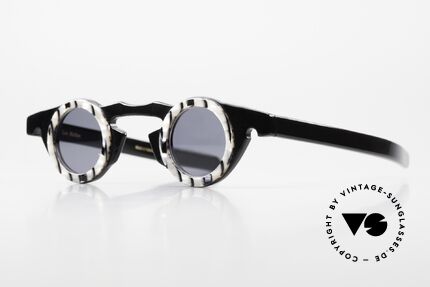 Vidocq Les Halles Runde Vintage Brille 1980er, grandioses Rahmenmuster in 'snake' Permutt-Schwarz, Passend für Damen