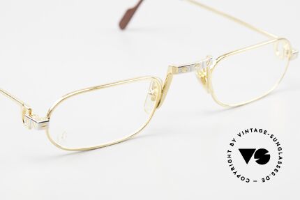 Cartier Demi Lune Santos 80er Lesebrille Seltene Größe, ungetragenes Exemplar mit vollständiger 80er Verpackung, Passend für Herren