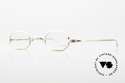 Lunor II 01 Achteckige Brille Antik Gold, Fassung in Größe 37/24; für große Stärken geeignet, Passend für Herren und Damen