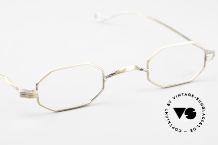 Lunor II 01 Achteckige Brille Antik Gold, ungetragenes Original mit Etui (ein Sammlerstück), Passend für Herren und Damen