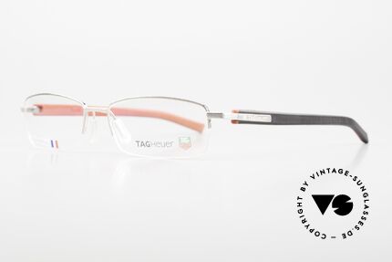 Tag Heuer 8209 Trends Sportliche Brille Halbrand, platin-plattierte Front mit rot-schwarzen Bügeln, Passend für Herren