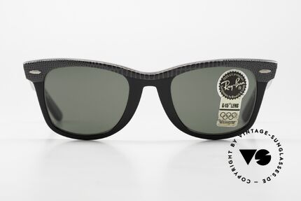 Ray Ban Wayfarer I Limitierte Leder Sonnenbrille, LIMITIERTE 1980er Edition mit grauem LEDER, Passend für Herren und Damen