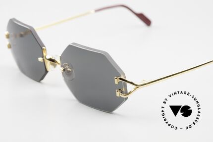 Cartier Rimless Octag Ein Customized Einzelstück, ungetragenes vintage Modell + Cartier Leder-Etui, Passend für Herren und Damen