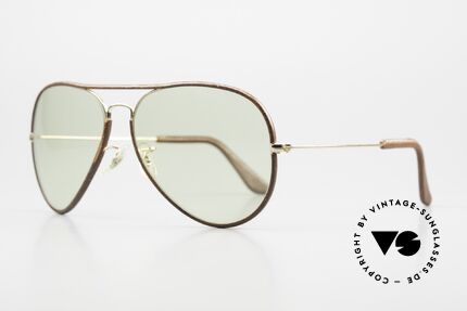 Ray Ban Large Metal II Green Changeable Gläser B&L, Rahmen vergoldet und mit braunem Leder überzogen!, Passend für Herren