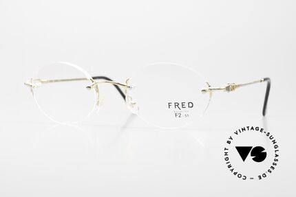 Fred Fidji F2 Randlose Vintage Brille Oval, Fred Brille, Modell Fidji F2, 51-18 mit DEMO-Gläsern, Passend für Herren und Damen