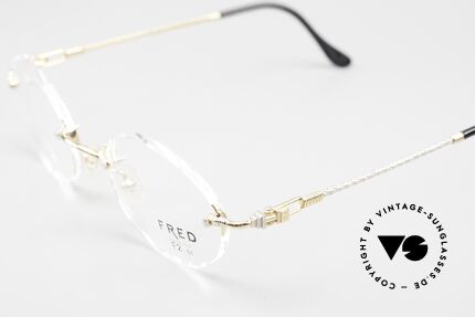 Fred Fidji F2 Randlose Vintage Brille Oval, Bügel sind gedreht wie ein Segeltau; MUSS für Segler!, Passend für Herren und Damen
