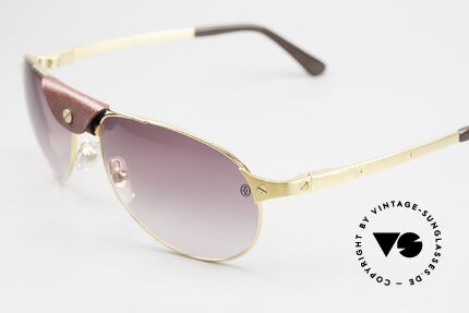 Cartier Santos Dumont Gold Bordeaux-Verlaufend, berühmte Lederbrücke & flexible Federscharniere, Passend für Herren