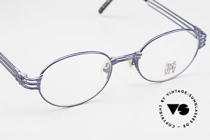 Jean Paul Gaultier 57-5107 90er Brille Blau Metallic, ungetragen (wie alle unsere 90er Gaultier Brillen), Passend für Herren und Damen