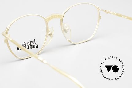 Jean Paul Gaultier 55-1271 Vergoldete Vintage Brille 90er, orig. JPG DEMO-Gläser können beliebig ersetzt werden, Passend für Herren und Damen