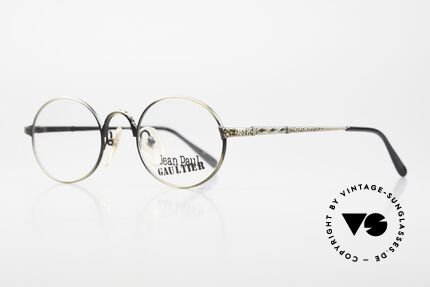 Jean Paul Gaultier 55-9672 Rare Ovale 90er JPG Fassung, 'smoke gold' Lackierung mit orig. DEMO-Gläsern, Passend für Herren und Damen