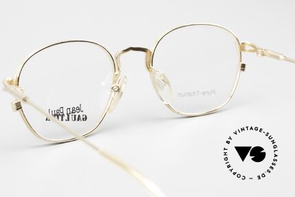 Jean Paul Gaultier 55-3182 Vergoldete Titanium Brille, die Fassung kann natürlich auch optisch verglast werden, Passend für Herren und Damen