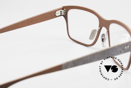 Lucas de Stael Stratus Thin 12 Luxusbrille Mit Lederüberzug, color 04: Magma-Schiefer / mittelbraunes Rindsleder, Passend für Herren