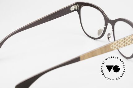 Lucas de Stael Nemus 01 Holz Leder Damenbrille, col. 02: Walnuss- und Ahornholz + dunkelbraunes Leder, Passend für Damen