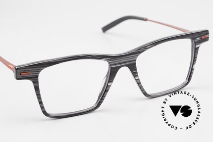 Theo Belgium Peruna Crazy Brille Eckiger Style, gemusterte Azetat-Front mit Metallbügeln in rot, Passend für Herren und Damen