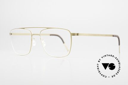 Lindberg 9595 Strip Titanium Vintage Designerbrille Men, Rahmen mit Doppelbrücke sind komplett in mattgold, Passend für Herren