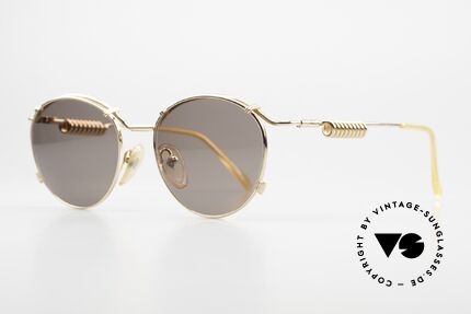 Jean Paul Gaultier 56-9174 Industrial 90er Sonnenbrille, die Metallbügel sind geformt wie eine Stromspule, Passend für Herren und Damen