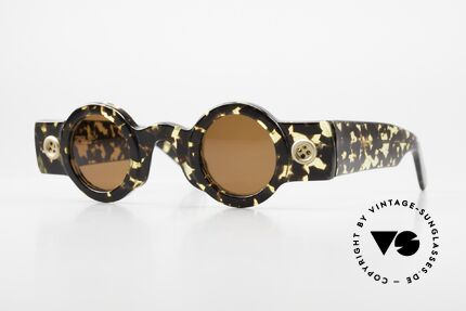 Patrick Kelly Peanut 32 Sonnenbrille Mit Knöpfen, Patrick Kelly Pirate 1980er Designer-Sonnenbrille, Passend für Herren und Damen