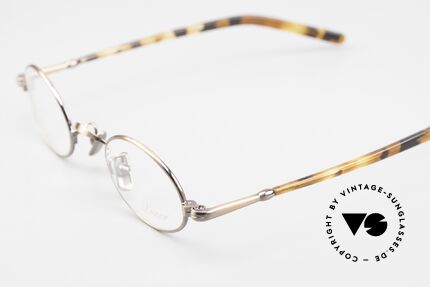Lunor VA 101 Kleine Ovale Vintage Brille, Modell VA 101: Bügel aus einer Acetat-Metallkombi, Passend für Herren und Damen