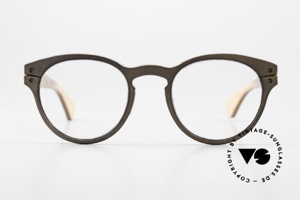 Lucas de Stael Minotaure Ray 03 Lederbrille Panto Style, Edelstahl-Kern mit Lederüberzug; edle UNISEX-Brille, Passend für Herren und Damen
