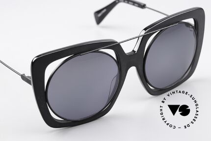 Yohji Yamamoto YY7009 Oversized Brille Avantgarde, MATT-GRAU verspiegelte Sonnengläser (100% UV), Passend für Damen