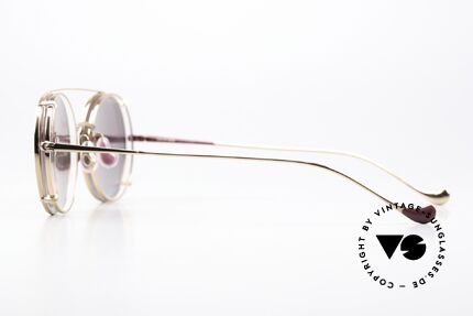 Caroline Abram Virginia Damenbrille mit Sonnen-Clip, weinrot/roségold mit gold-verspiegeltem Clip-On, Passend für Damen