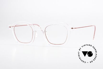Lindberg 6587 NOW Brille Kristallklar Mit Rot, durchsichtige Lindberg Brille; NOW bzw. N.O.W. Serie, Passend für Herren und Damen