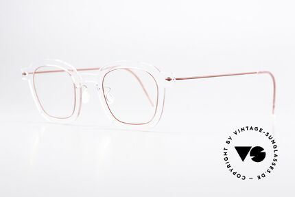 Lindberg 6587 NOW Brille Kristallklar Mit Rot, sehr hochwertiges Compositematerial mit Titanbügeln, Passend für Herren und Damen