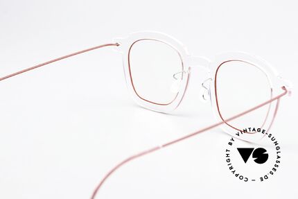 Lindberg 6587 NOW Brille Kristallklar Mit Rot, ungetragenes Designerstück mit original Lindberg Etui, Passend für Herren und Damen