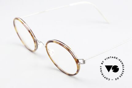 Lindberg Harley Air Titan Rim Runde Brille Damen & Herren, Fassung in mattgrau mit Inlay in einer Art "Schildpatt", Passend für Herren und Damen