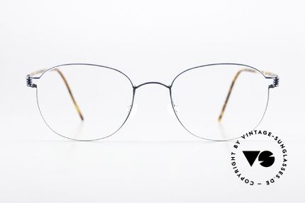 Lindberg Robin Air Titan Rim Eckige Pantobrille Titanium, ROBIN in dunkelblau mit Azetat-Überzug, Gr. 51-20, Passend für Herren und Damen