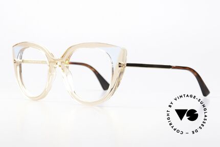 Face a Face Prism 1 Edle Cateye Frauenbrille, transparent-pinker Rahmen mit goldenen Bügeln, Passend für Damen