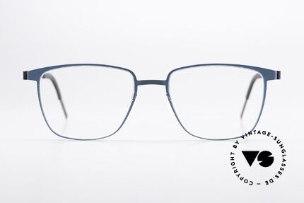 Lindberg 9612 Strip Titanium Eckige Brille Blau Metallic, Modell 9612, in Größe 49/17, Bügel 135; Col. T407-U9, Passend für Herren und Damen