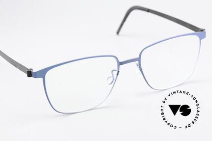 Lindberg 9612 Strip Titanium Eckige Brille Blau Metallic, ungetragenes Designerstück mit orig. Etui von Lindberg, Passend für Herren und Damen