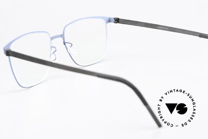 Lindberg 9612 Strip Titanium Eckige Brille Blau Metallic, die orig. DEMOgläser können beliebig getauscht werden, Passend für Herren und Damen