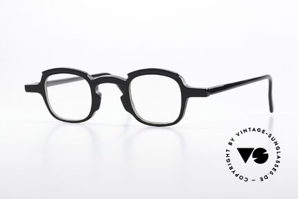 Theo Belgium Peche Eckige Designerbrille 90er, vintage 90er Theo Belgium Brille in klassisch-schwarz, Passend für Herren und Damen