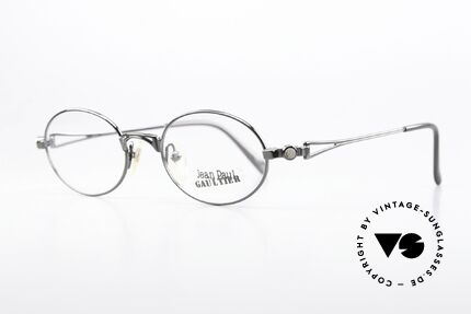 Jean Paul Gaultier 56-7202 Ovale Brille In Gunmetal, ovale Fassung in gunmetal Legierung, in Größe 48-19, Passend für Herren und Damen