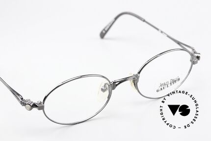 Jean Paul Gaultier 56-7202 Ovale Brille In Gunmetal, KEINE Retrobrille, sondern ein kostbares altes Original, Passend für Herren und Damen