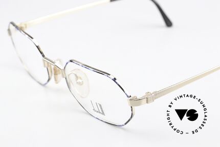 Dunhill 6157 Rare Herrenbrille von 1990, blau marmoriert und vergoldet mit Barley-Facetten, Passend für Herren