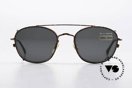 Giorgio Armani 169 Clip On 80er Vintage Brille, schildpatt "Kastanie" Panto-Rahmen mit Sonnen-Clip, Passend für Herren und Damen