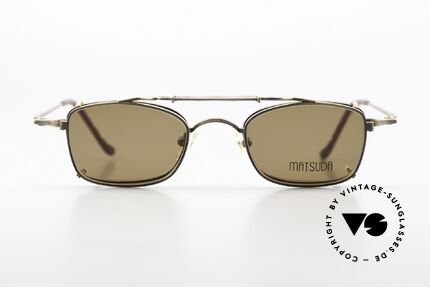 Matsuda 10133 Clip On Brille 90er Titan, rare 90er Designer-Brille mit Sonnen-Clip (100% UV), Passend für Herren und Damen