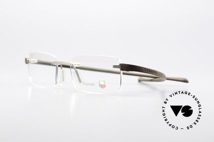 Tag Heuer 3110 Reflex Titan Luxusbrille Randlos, formbare "Racing" Bügel aus Elastomer-Gummi, Passend für Herren