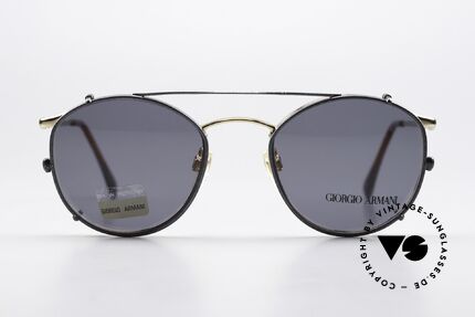 Giorgio Armani 132 Mit Sonnenclip Blau Metallic, weltbekannte Panto-Form; ein absoluter Klassiker!, Passend für Herren und Damen