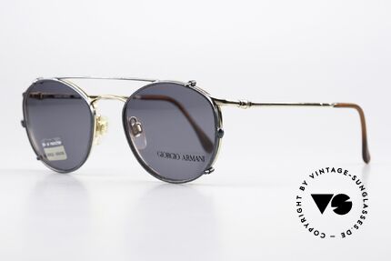 Giorgio Armani 132 Mit Sonnenclip Blau Metallic, Fassung in gold; Gr. 49/21, Clip-On in blau-metallic, Passend für Herren und Damen