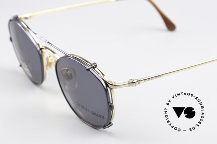 Giorgio Armani 132 Mit Sonnenclip Blau Metallic, genial als Korrektionsbrille & Sonnenbrille nutzbar, Passend für Herren und Damen