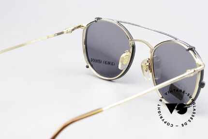 Giorgio Armani 132 Mit Sonnenclip Blau Metallic, KEINE RETROBRILLE, sondern ein altes ORIGINAL!!, Passend für Herren und Damen