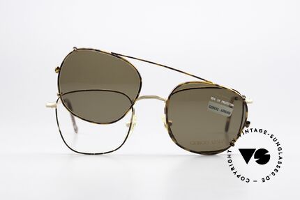 Giorgio Armani 137 Eckige Panto Brille SunClip, Größe: small, Passend für Herren und Damen