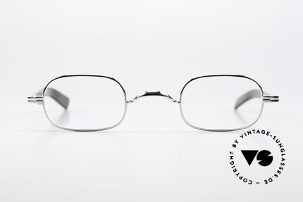 Lunor II A 00 Vintage Brille Platin Plattiert, edle Kombination: Metallfassung mit Acetatbügeln, Passend für Herren und Damen