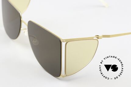 Mykita Helmut Lang HL002 Avantgarde Zusammenarbeit, col. 873: frosted gold/jelly yellow + raw brown lens, Passend für Herren und Damen