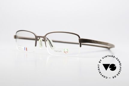 Tag Heuer 3203 Reflex Titaniumbrille Halb Randlos, formbare "Racing" Bügel aus Elastomer-Gummi, Passend für Herren
